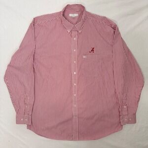 Cutter & Buck Button Down Mens XLT Red White Alabama Crimson Tide Good Striped